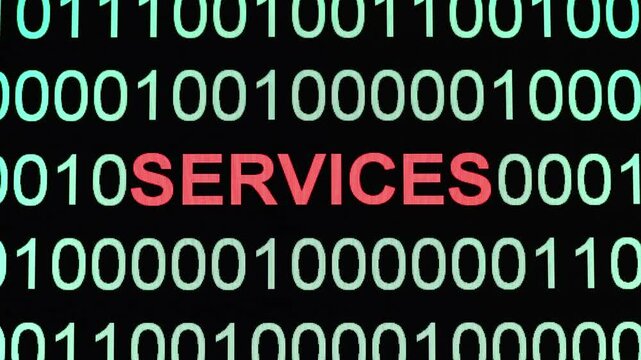 Binary Code and Text Depicting Technology and Services Glitch Effect