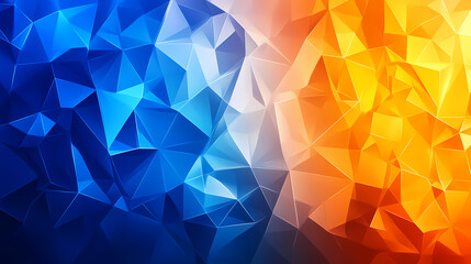 Obraz premium Modern Geometric Wallpaper: Blue and Orange Abstract Triangles
