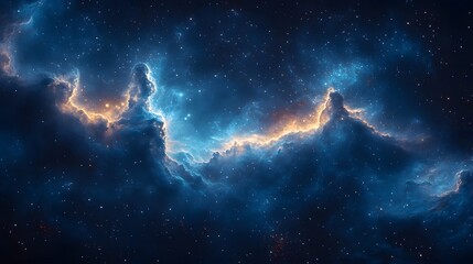 Fototapeta premium Celestial Symphony: An Artistic Representation of the Cosmos with Luminous Waves and Stardust Clouds