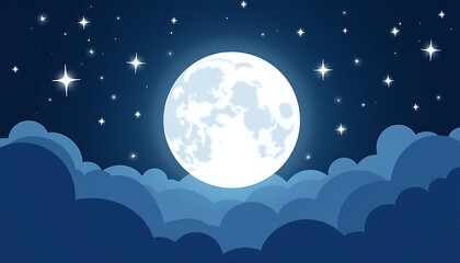 Fototapeta premium Full moon shining brightly in a starry night sky