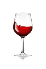 Red wine glass on white background