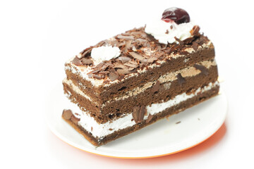 Slice of Chocolate Cake with Whipped Cream