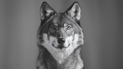 Fototapeta premium Monochrome Portrait of A Wolf with Intense Gaze