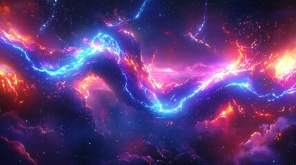 Fototapeta premium Cosmic Lightning Nebula sparks in the cosmos, perfect background, or visual effects