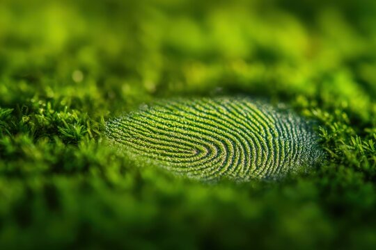 Green fingerprint impression made in lush and vibrant moss - Powered by Adobe