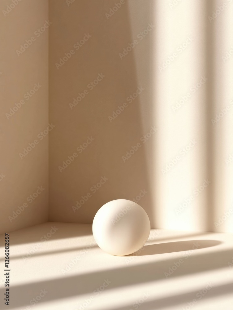 Aufkleber Natural light casts soft shadows on a white egg resting in a minimalist interior corner. Generative AI