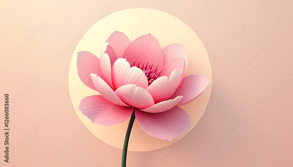 Wall mural Lotus flower with soft pink petals against a pale background