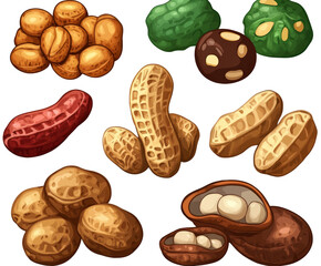 Isolated Cartoon Assortment of Colorful Peanuts