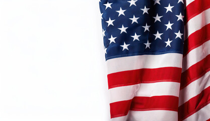 Obraz premium Closeup ruffled American flag isolated on white background