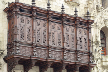 Frontis de la Catedral del la Plaza de Armas de la ciudad de Lima Perú