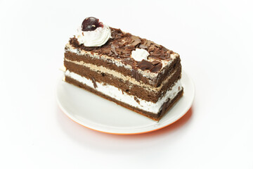 Slice of Chocolate Cake with Whipped Cream