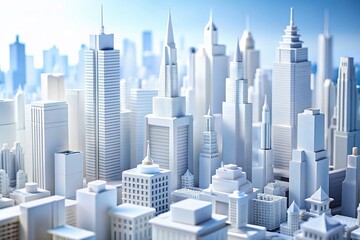 Obraz premium Sleek White Skyline Architectural Model Product Photography