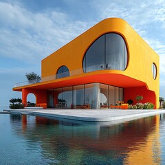 Colorful modern building bright exterior high resolution hd photo