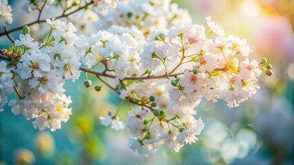 Obraz premium Soft Light on White Crape Myrtle Tree - Long Exposure Photography
