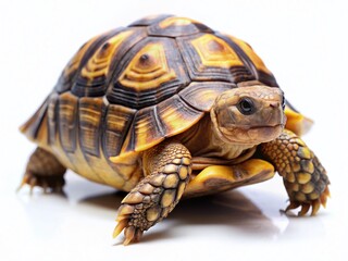Solitary Tortoise on White:  A Documentary Style Photograph