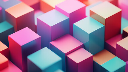 Fototapeta premium Colorful Cubes in Gradient Colors