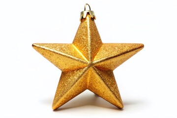 Fototapeta premium Sparkling Gold Star on White Background - Festive Holiday Decoration