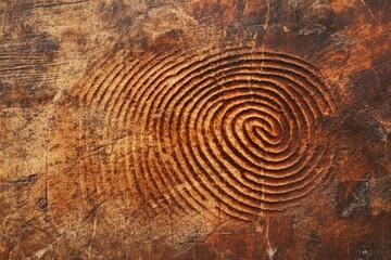 Naklejka premium Wooden surface is etched with a fingerprint design