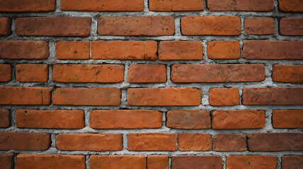Obraz premium Red Brick Wall Texture: A close-up shot of a weathered red brick wall, showcasing the intricate details of each brick and the mortar between them.