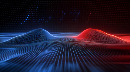 Abstract Blue and Red Wave-like Terrain Art