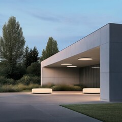 A stunning luxury building with sleek glass walls reflecting the blue sky, showcasing modern architecture with elegant exteriors, clean lines, and sophisticated design