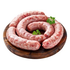 Brazilian barbecue pork sausage grilling on fire, isolated on white background - Lingui&ccedil;a Toscana com fundo isolado