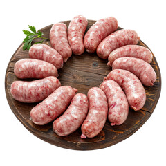 Brazilian barbecue pork sausage grilling on fire, isolated on white background - Linguiça Toscana com fundo isolado