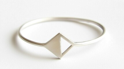 Modern silver ring, geometric design, studio shot, minimalist jewelry