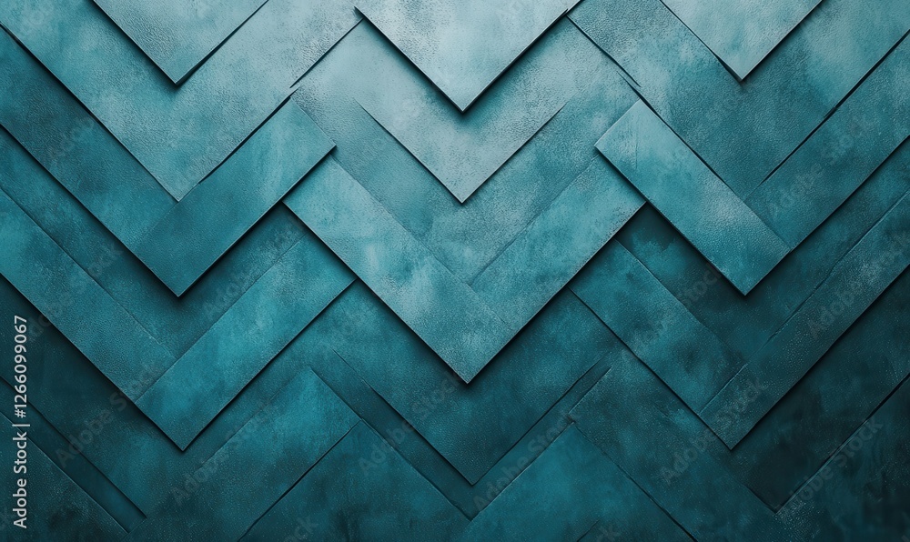 Aufkleber a teal abstract backdrop with a textured surface and layered chevron shapes.