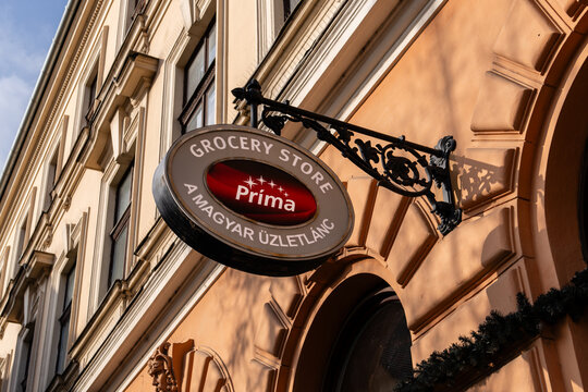 Budapest, Hungary - Jan. 31, 2025: Prima Grocery Store is a chain of stores associated with Hungarian supermarket chain CBA.