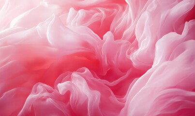 Abstract pink silk fabric flowing gracefully, creating soft textures and a luxurious aesthetic.