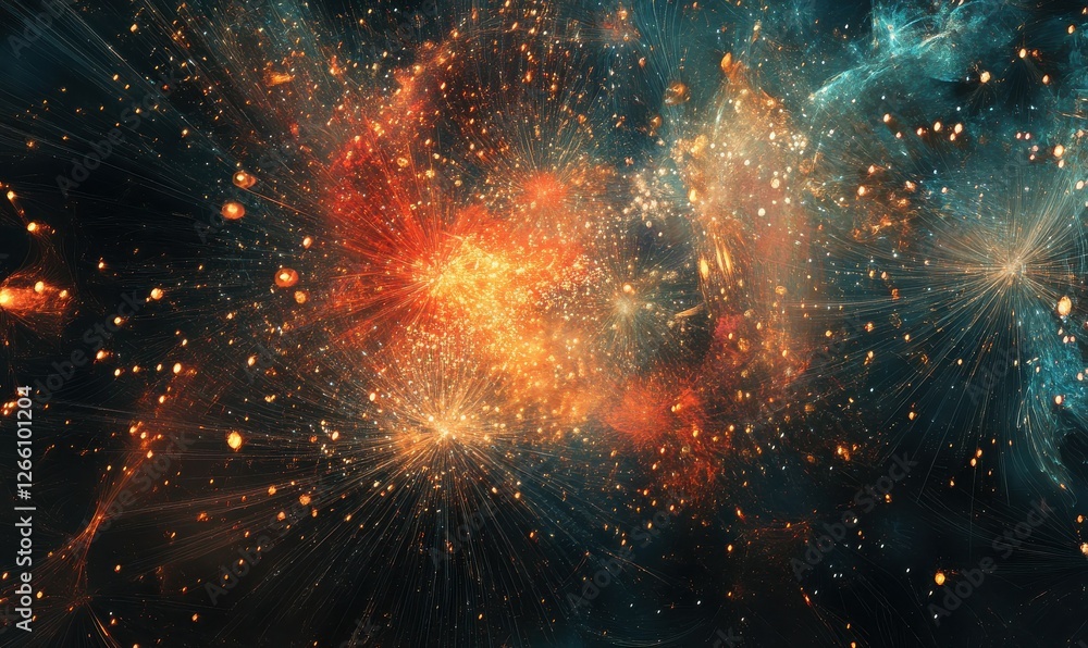 Poster abstract fireworks background and space for text