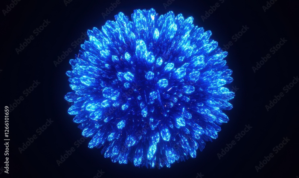 Poster abstract futuristic globe made of glowing blue data particles, vibrant neon tones blending smoothly,