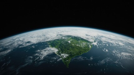 Earth from Space, Green Landmass, Cloud Cover, Cosmic View, Planet Overview