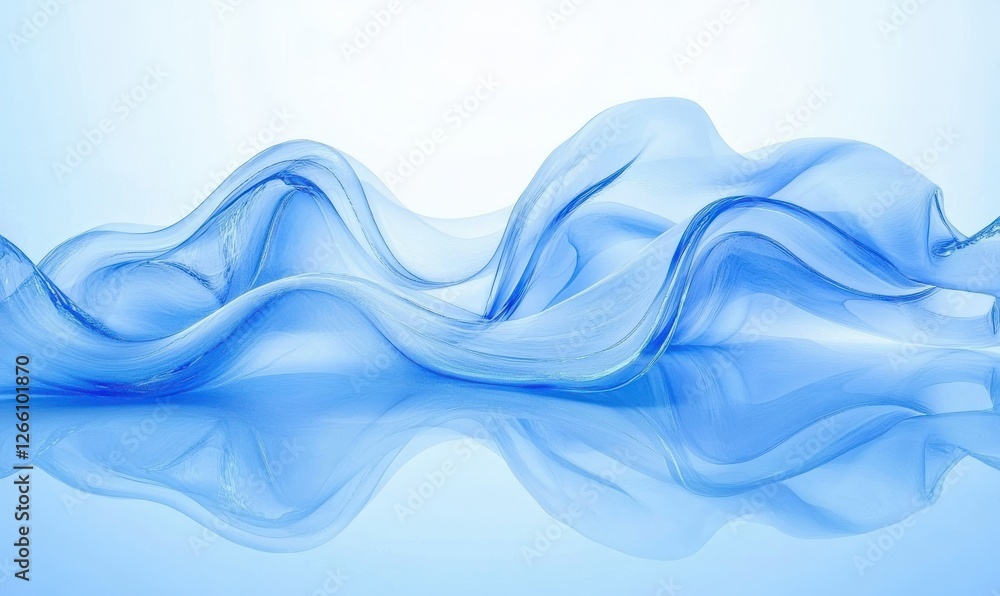 Aufkleber abstract glowing blue waves symbolizing data flow, soft reflections and depth creating a futuristic 