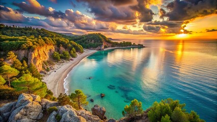 Obraz premium Stunning Possidi Beach Landscape: Wild, Untamed Aegean Sea View