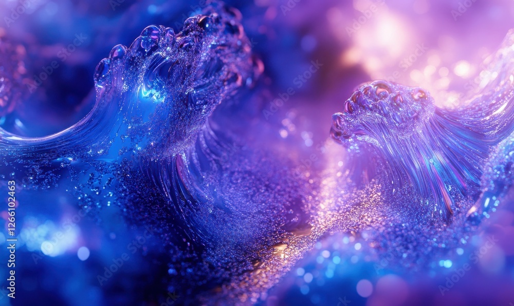Aufkleber abstract glowing neural network concept in vibrant blue and purple tones, soft ambient light adding 