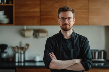 Confident chef in modern kitchen