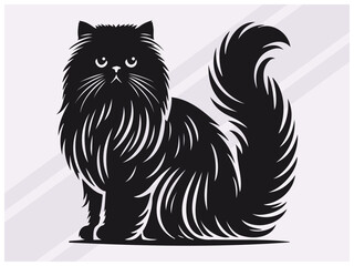 Black Persian Cat Silhouette for Pet Art Feline Logos and Graphic Designs