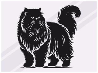 Black Persian Cat Silhouette for Pet Art Feline Logos and Graphic Designs