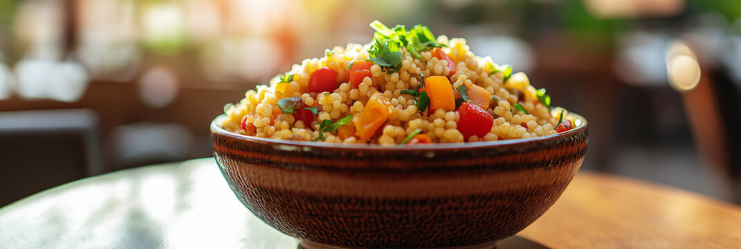 Couscous Served on a Ceramic Bowl