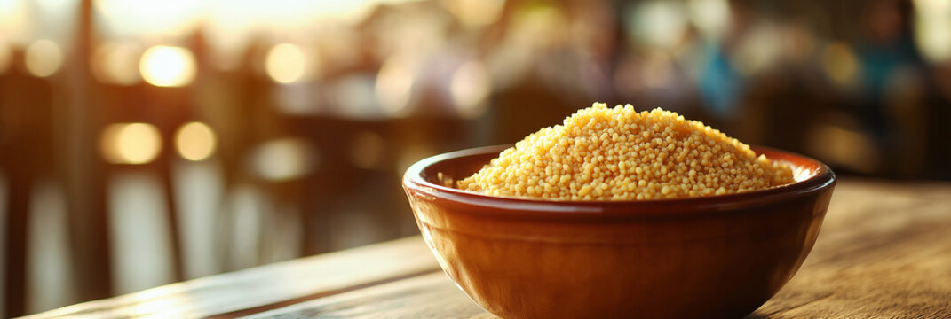 Couscous Served on a Ceramic Bowl