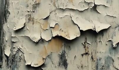 Obraz premium Rustic wall with layers of peeling paint and weathered textures, in muted earth tones, evoking the passage of time and vintage industrial charm