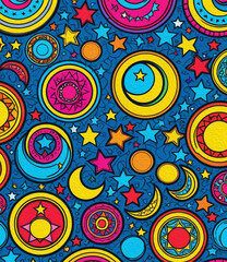Fototapeta premium Printable pattern for wall decorations, covers, wallpapers, greeting cards on the occasion of a Muslim holiday. Ramadan . Oil painting