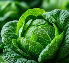 Obraz premium fresh, vibrant green cabbage with detailed leaves is isolated on white background, showcasing its natural texture and healthy appearance