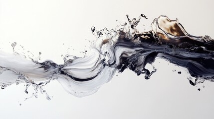 Abstract liquid flow, elegant curves, white background, design element