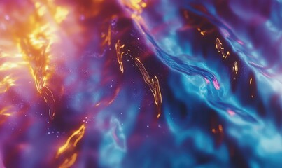 Vibrant galaxy glowing with swirling hues of blue, purple, and gold, capturing the grandeur of cosmic exploration.