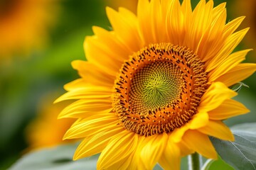 Fototapeta premium Radiant sunflower blossom showcases vibrant yellow petals in a sunlit garden
