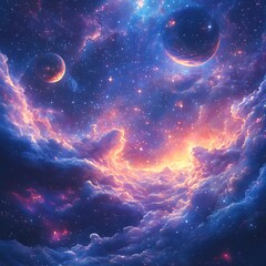 Obraz premium Cosmic nebula galaxy space artwork high resolution hd background