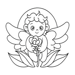 Coloring page line art vector illustration
